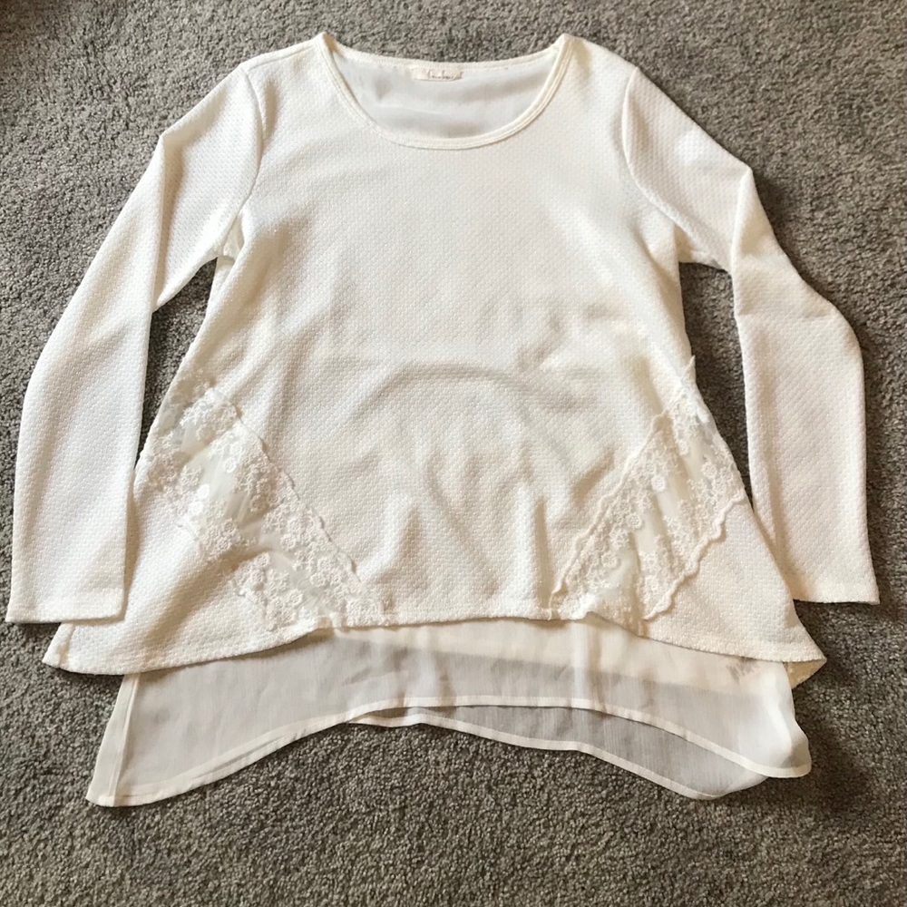 Tru Self ivory chiffon ruffle tunic XL